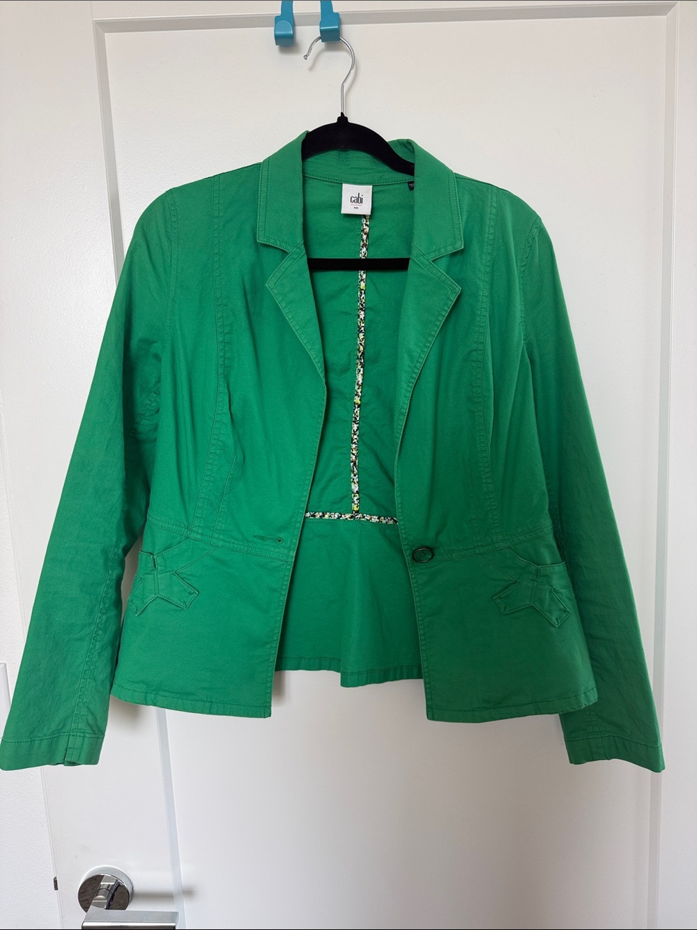 CAbi Emerald Green Single-Button Cotton Blazer